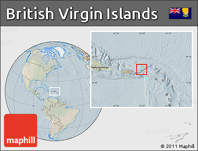 Satellite Location Map of British Virgin Islands, lighten