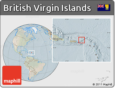 Satellite Location Map of British Virgin Islands, lighten