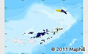 Flag Map of British Virgin Islands, single color outside, bathymetry sea