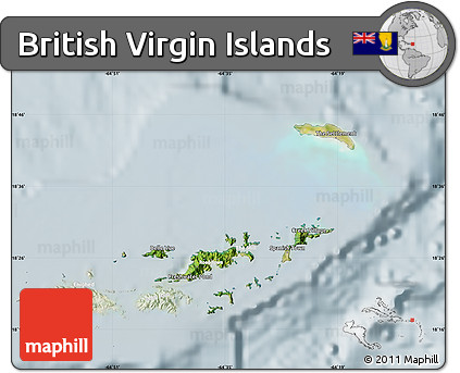 Satellite Map of British Virgin Islands, lighten