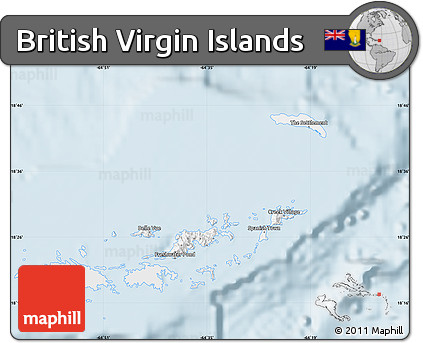 Silver Style Map of British Virgin Islands, single color outside