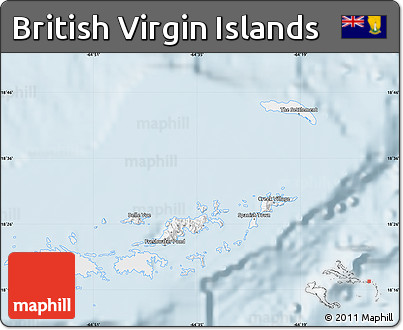Silver Style Map of British Virgin Islands, single color outside