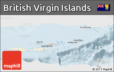 Classic Style Panoramic Map of British Virgin Islands, single color outside