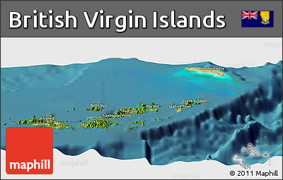 Satellite Panoramic Map of British Virgin Islands