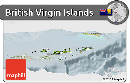 Satellite Panoramic Map of British Virgin Islands, lighten