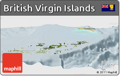 Satellite Panoramic Map of British Virgin Islands, lighten