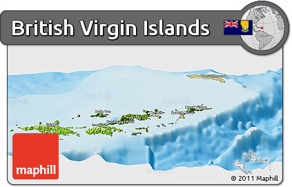 Satellite Panoramic Map of British Virgin Islands, physical outside