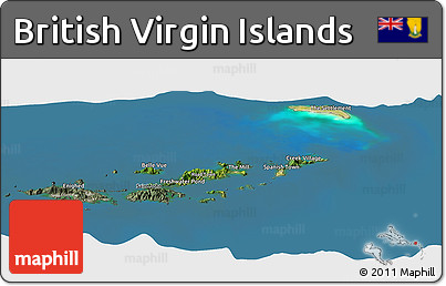Satellite Panoramic Map of British Virgin Islands, semi-desaturated, land only