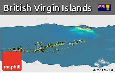 Satellite Panoramic Map of British Virgin Islands, semi-desaturated, land only