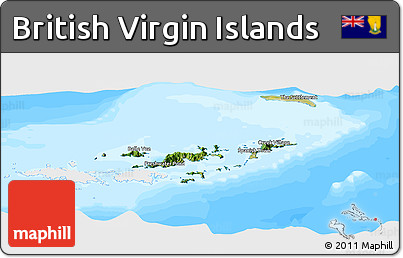 Satellite Panoramic Map of British Virgin Islands, single color outside, bathymetry sea