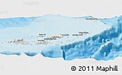 Shaded Relief Panoramic Map of British Virgin Islands, semi-desaturated, land only