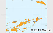 Political Simple Map of British Virgin Islands, political shades outside