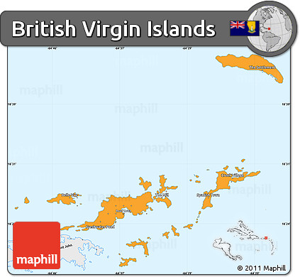 Political Simple Map of British Virgin Islands, single color outside, borders and labels