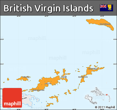 Political Simple Map of British Virgin Islands, single color outside, borders and labels