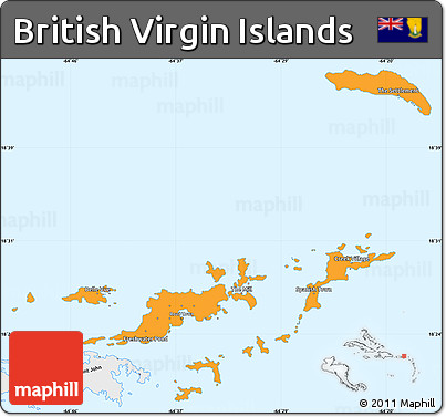 Political Simple Map of British Virgin Islands, single color outside, borders and labels
