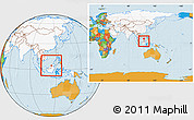 Political Location Map of Brunei, highlighted continent, within the entire continent