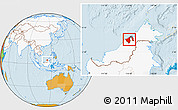 Political Location Map of Brunei, highlighted continent