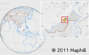 Political Location Map of Brunei, lighten, desaturated