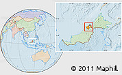 Political Location Map of Brunei, lighten, land only