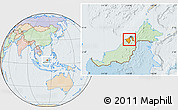 Political Location Map of Brunei, lighten