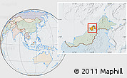 Political Location Map of Brunei, lighten, semi-desaturated
