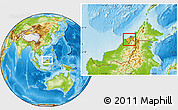 Political Location Map of Brunei, physical outside