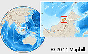 Political Location Map of Brunei, shaded relief outside