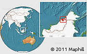 Satellite Location Map of Brunei, highlighted continent