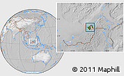 Satellite Location Map of Brunei, lighten, desaturated