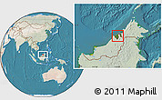 Satellite Location Map of Brunei, lighten, land only