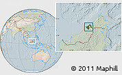Satellite Location Map of Brunei, lighten