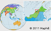 Satellite Location Map of Brunei, political outside