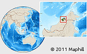 Satellite Location Map of Brunei, shaded relief outside