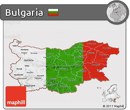 Flag 3D Map of Bulgaria, flag aligned to the middle