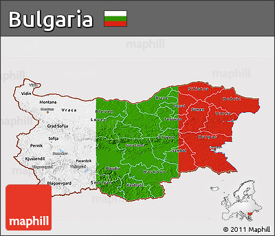Flag 3D Map of Bulgaria, flag aligned to the middle