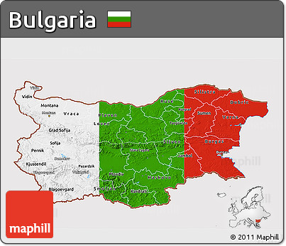 Flag 3D Map of Bulgaria, flag aligned to the middle