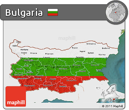 Flag 3D Map of Bulgaria, single color outside, satellite sea