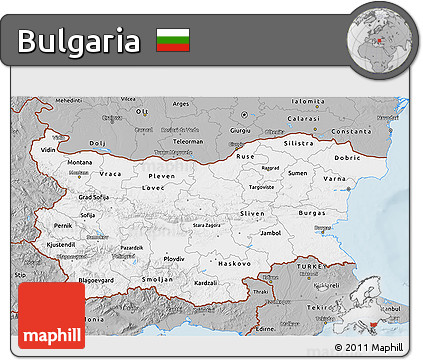 Gray 3D Map of Bulgaria
