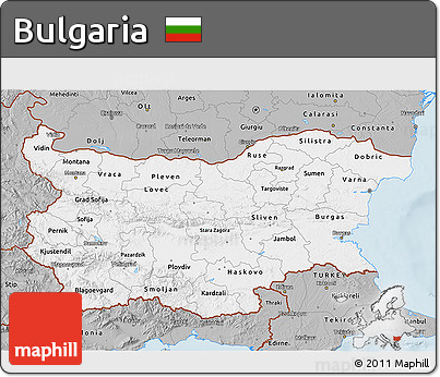 Gray 3D Map of Bulgaria