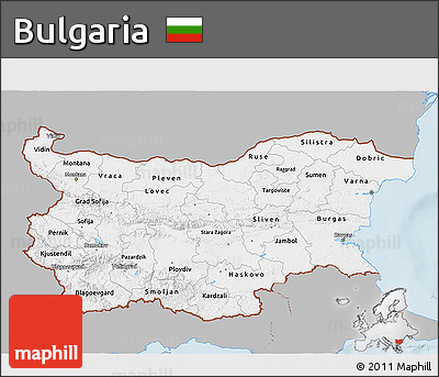 Gray 3D Map of Bulgaria, single color outside