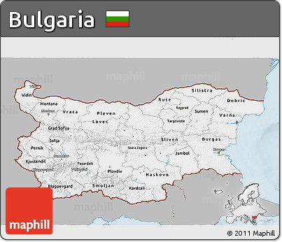 Gray 3D Map of Bulgaria, single color outside