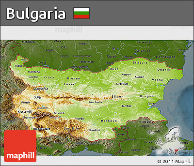 Physical 3D Map of Bulgaria, darken
