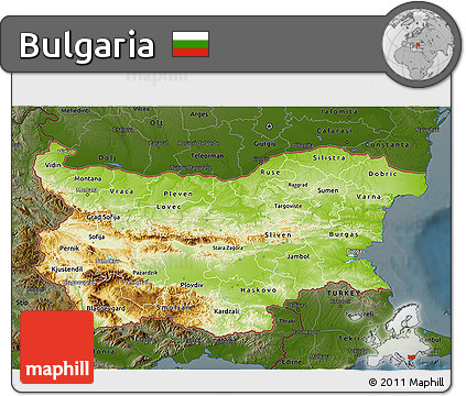 Physical 3D Map of Bulgaria, darken