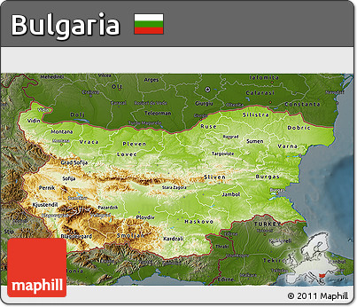 Physical 3D Map of Bulgaria, darken