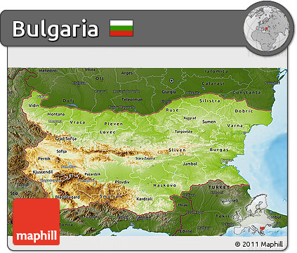 Physical 3D Map of Bulgaria, darken, land only