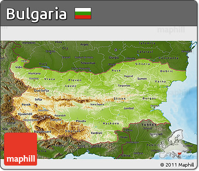 Physical 3D Map of Bulgaria, darken, land only