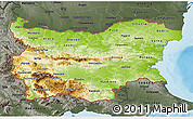Physical 3D Map of Bulgaria, darken, semi-desaturated, land only