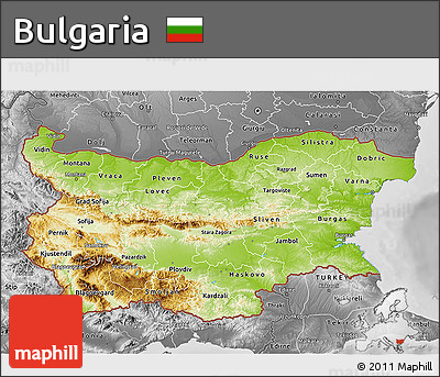 Physical 3D Map of Bulgaria, desaturated