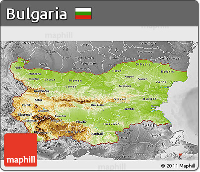 Physical 3D Map of Bulgaria, desaturated