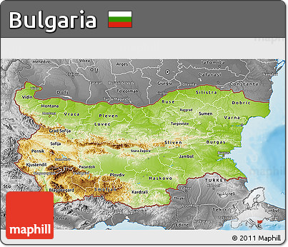 Physical 3D Map of Bulgaria, desaturated, land only